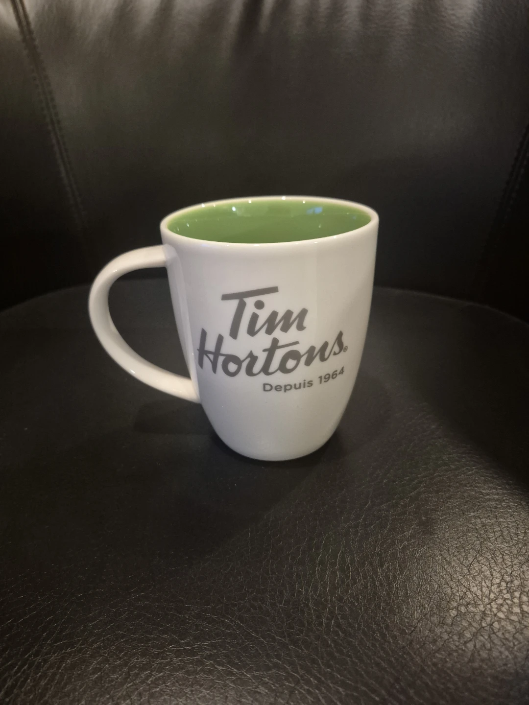 Tim Hortons White Mug with Green Interior - photo 2