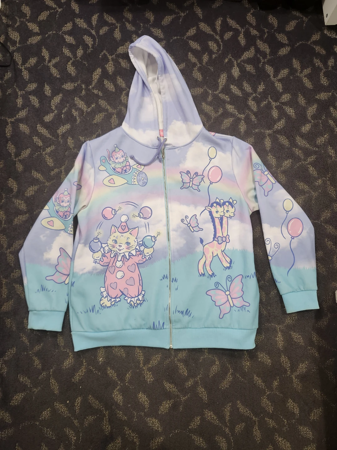 SugarThrillz Circus Print Zip-Up Hoodie