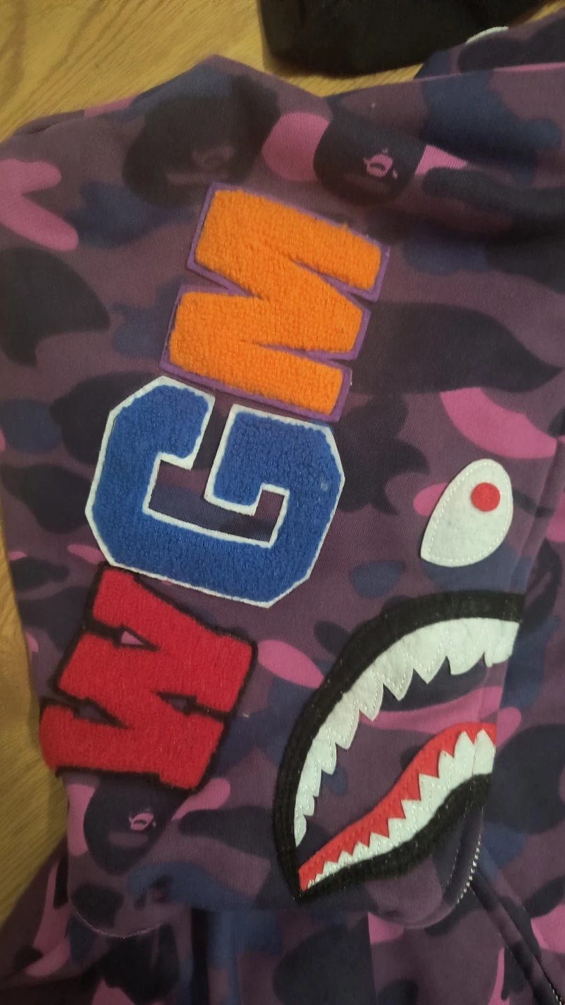 A Bathing Ape Purple Camo Shark Hoodie