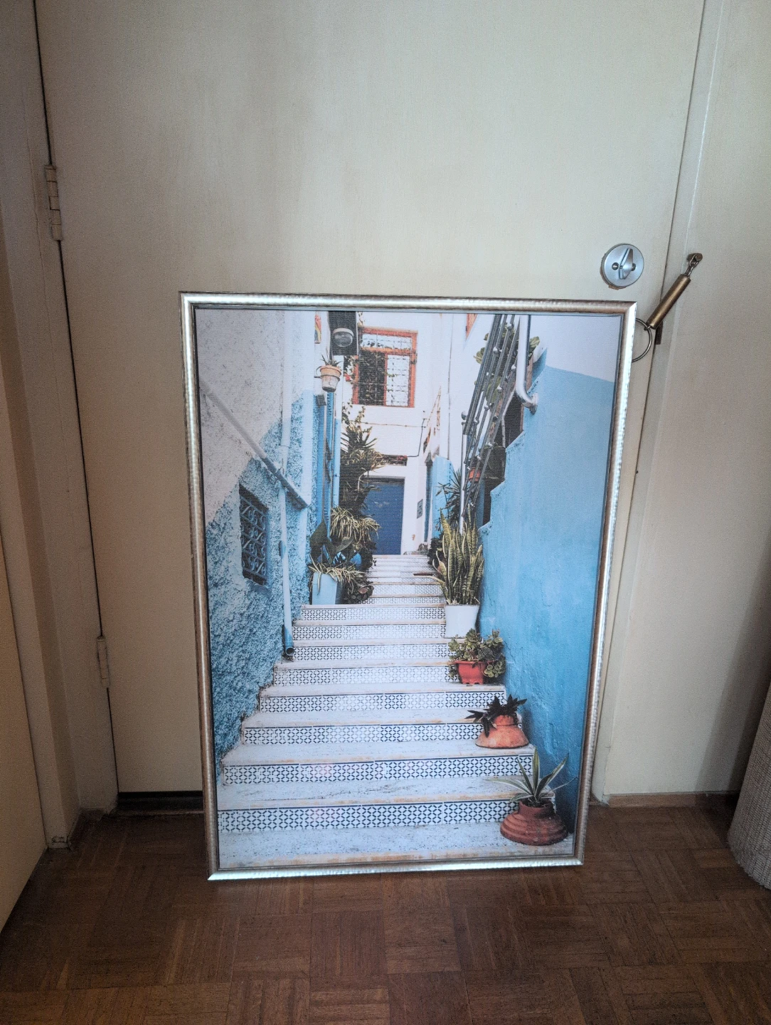 Large Framed Mediterranean Staircase Wall Art