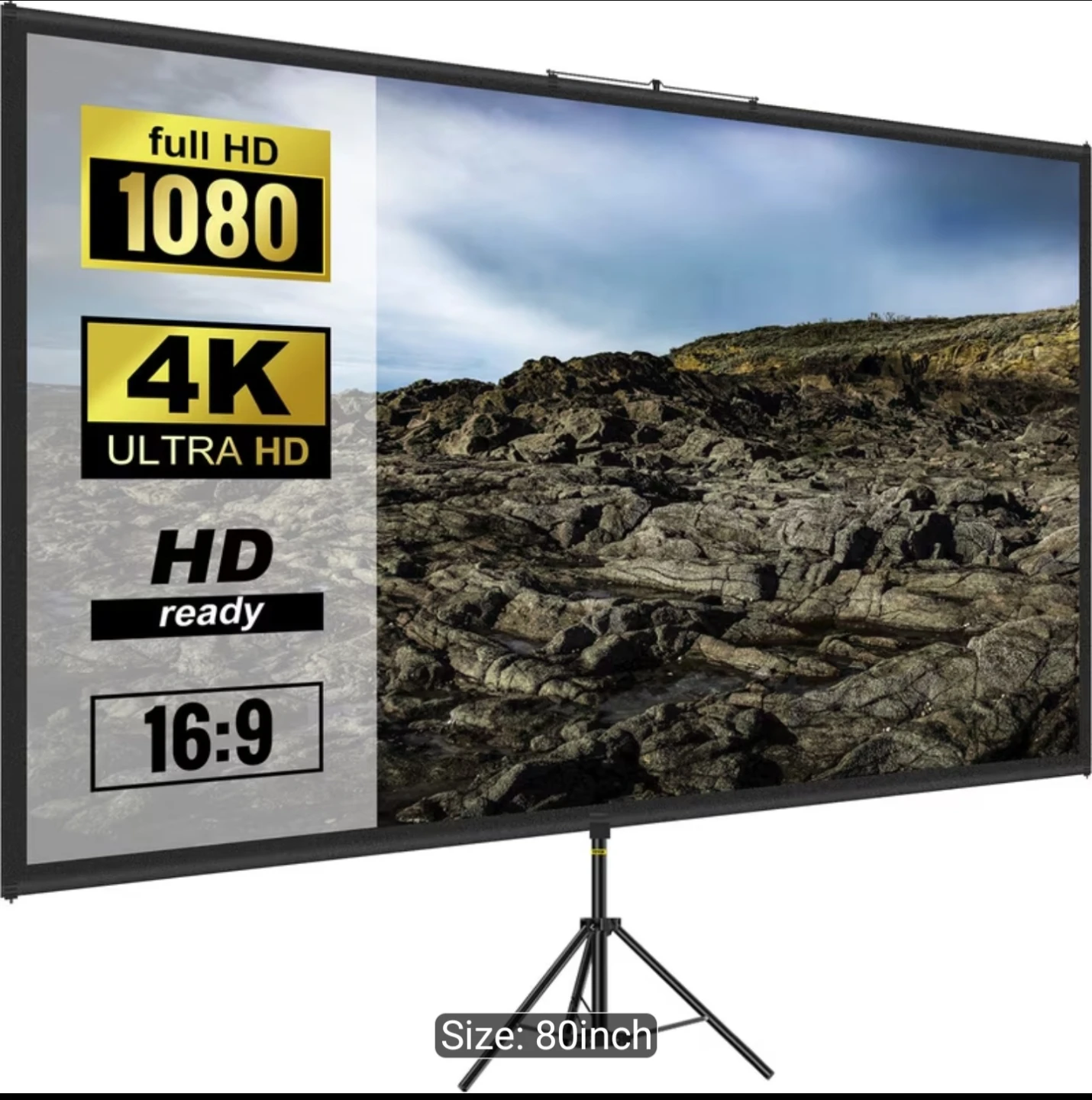 80-inch Portable Projector Screen with Tripod Stand