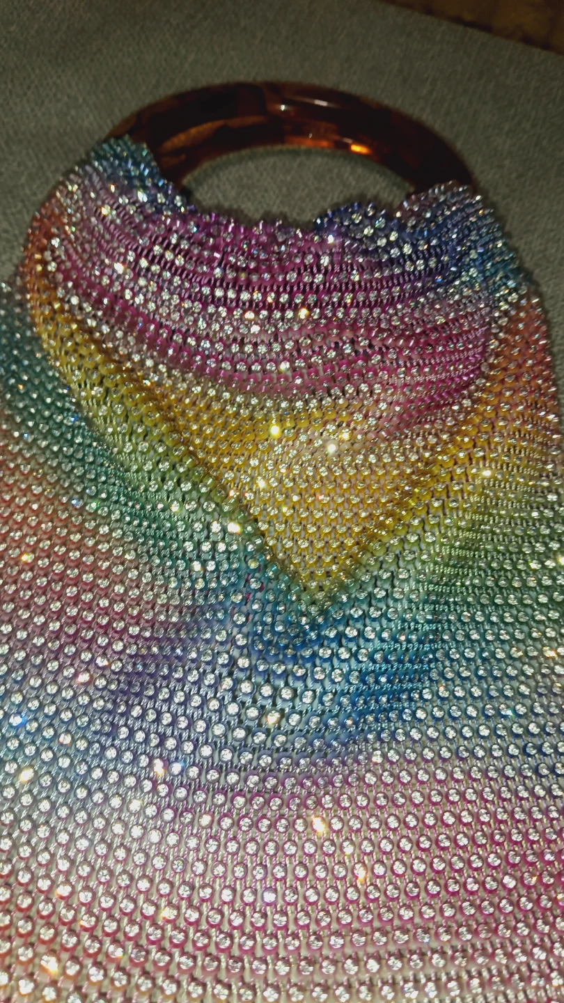 Rainbow Rhinestone Handbag with Tortoiseshell Handle 🌈 - photo 4