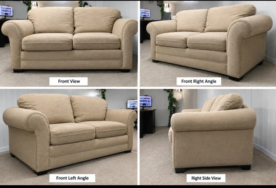 Beige Two-Seater Loveseat Sofa - photo 2