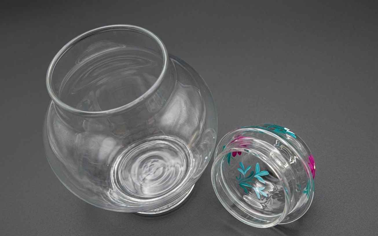 Pasabahce Floral Glass Apothecary Jar w/ Lid - photo 2