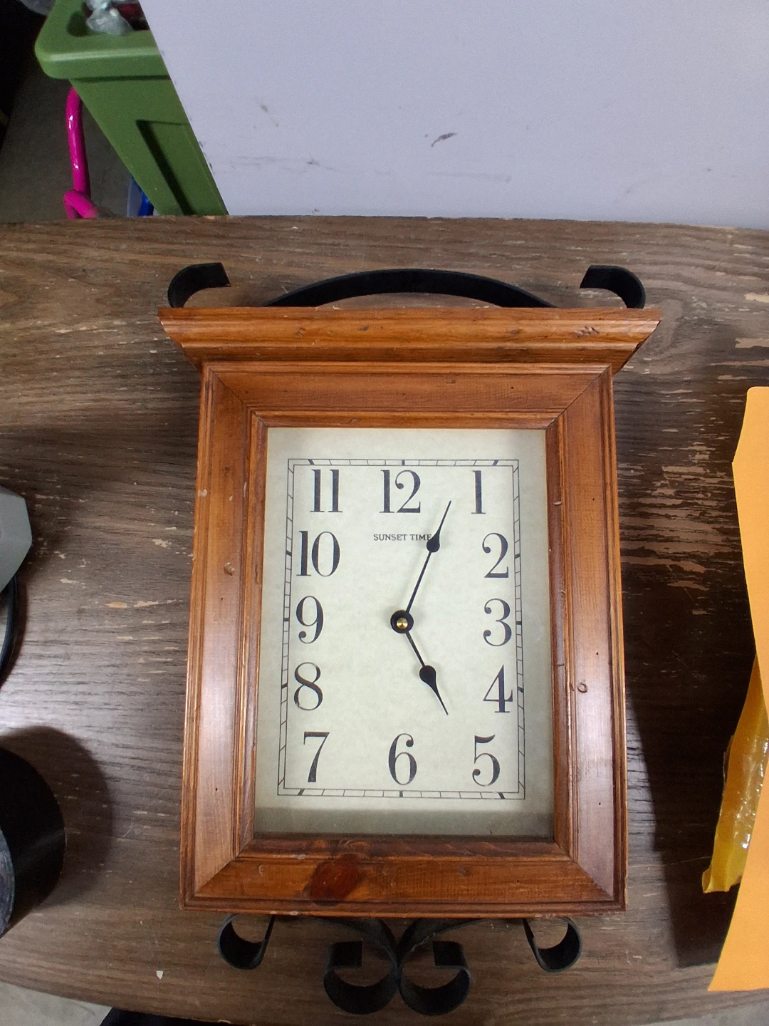 Sunset Time Wall Clock with Wooden Frame