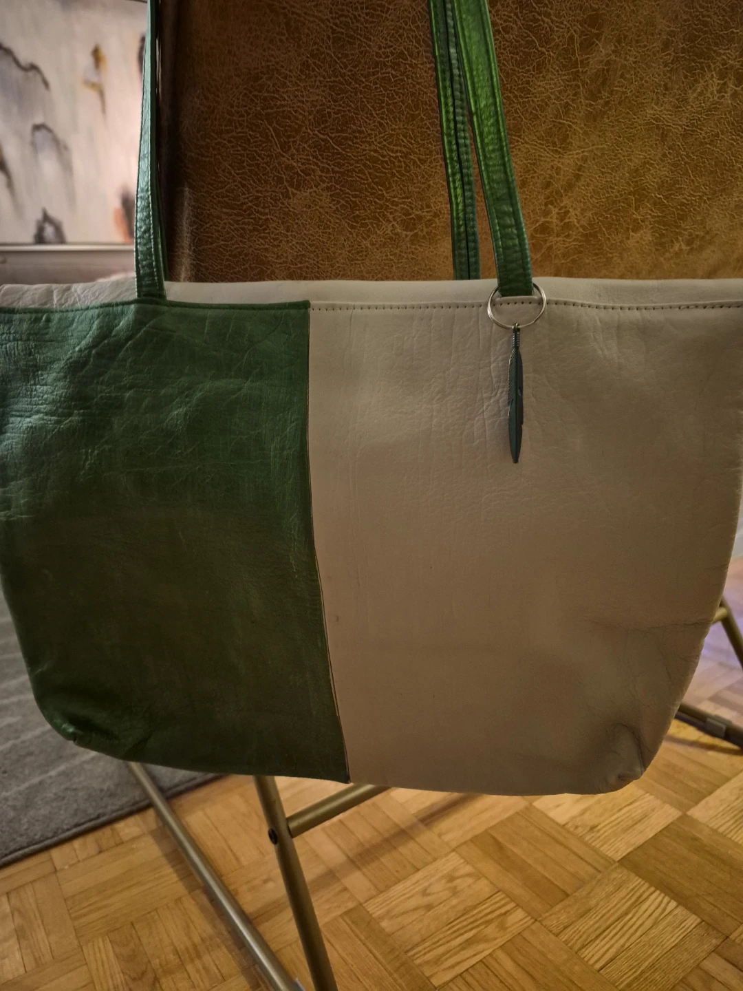 Two-Tone Leather Laptop Bag - photo 2