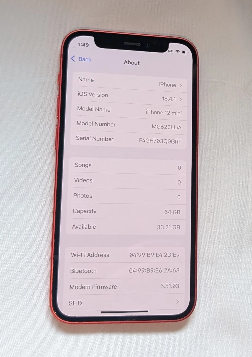 NICE RED APPLE iPhone 12 MINI 64GB FOR AT&T or Cricket NETWORK - photo 5