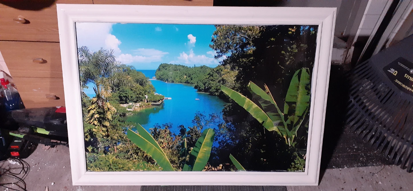 Large Tropical Landscape Framed Wall Art