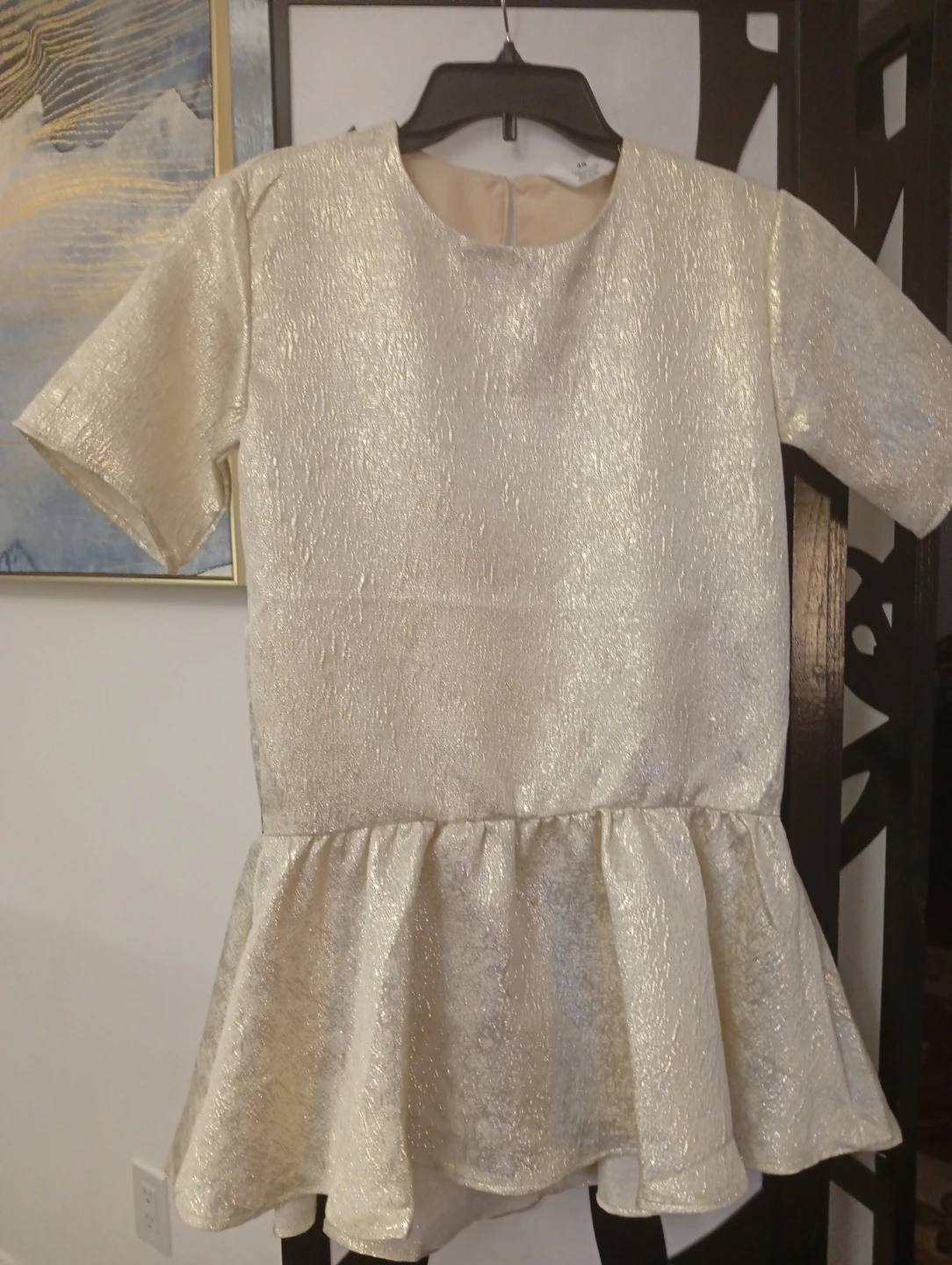 H&M Metallic Gold Peplum Dress