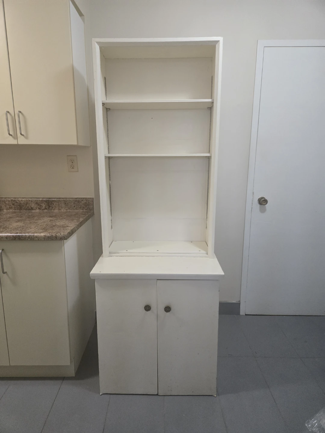 White hutch with lower storage cabinets