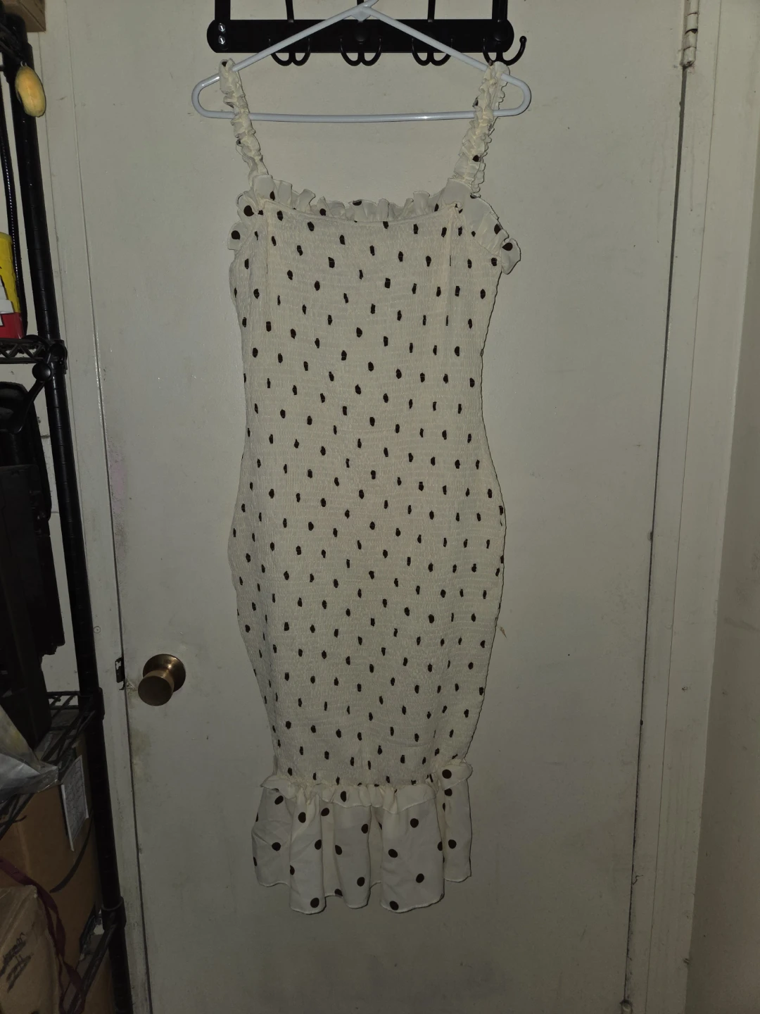 Chic Me Polka Dot Mermaid Ruffle Dress in a Ladies L