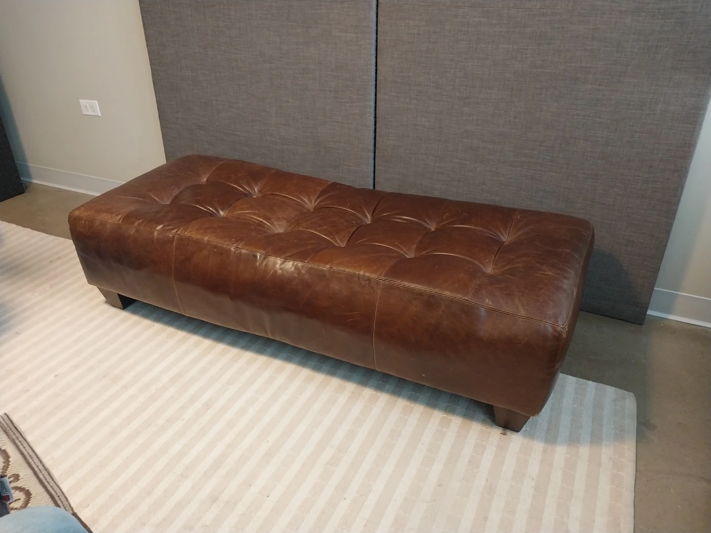 6-Ft Tufted Ottoman – Chestnut Brown Chesterfield Style - photo 3