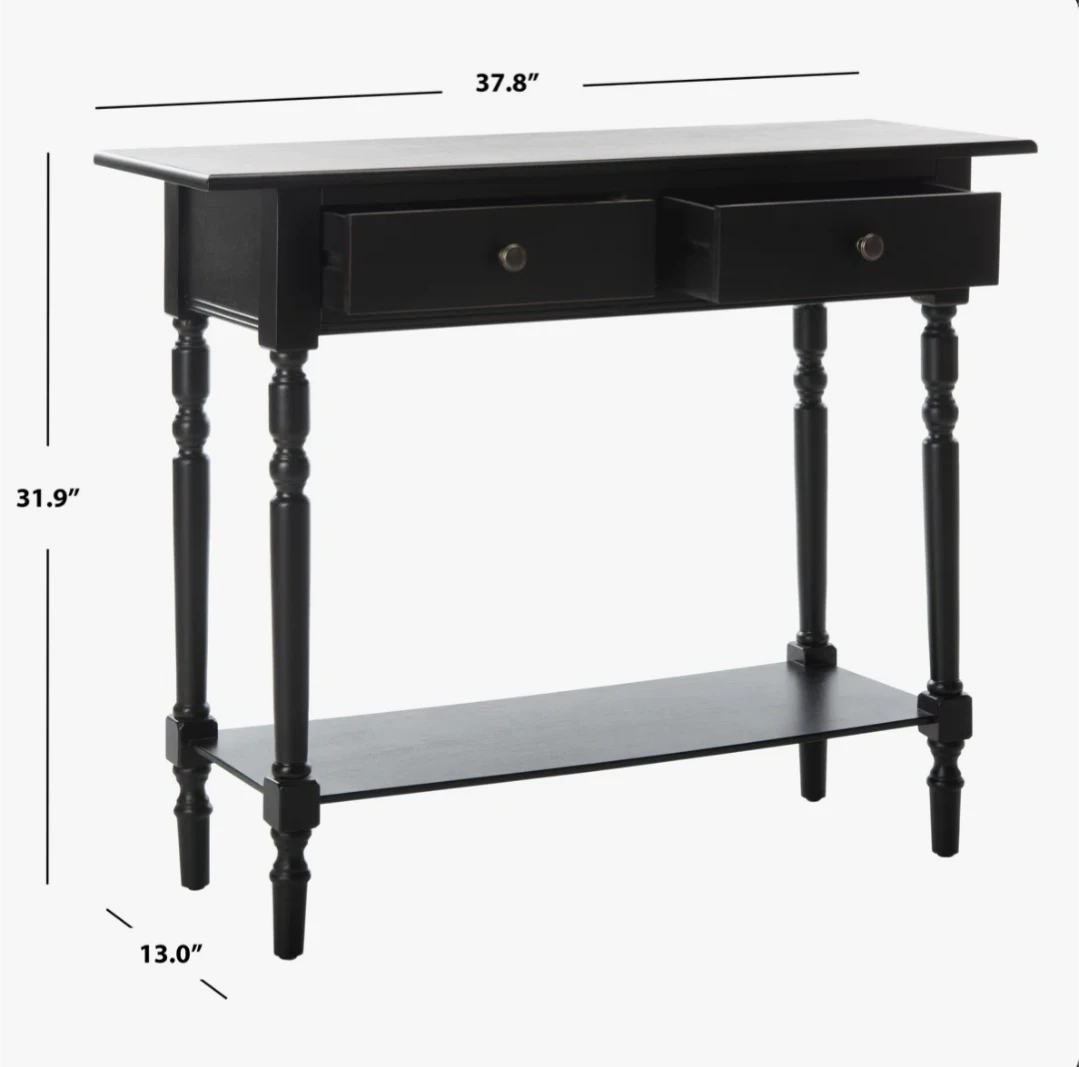 Black Wooden Console Table with Drawers - photo 5