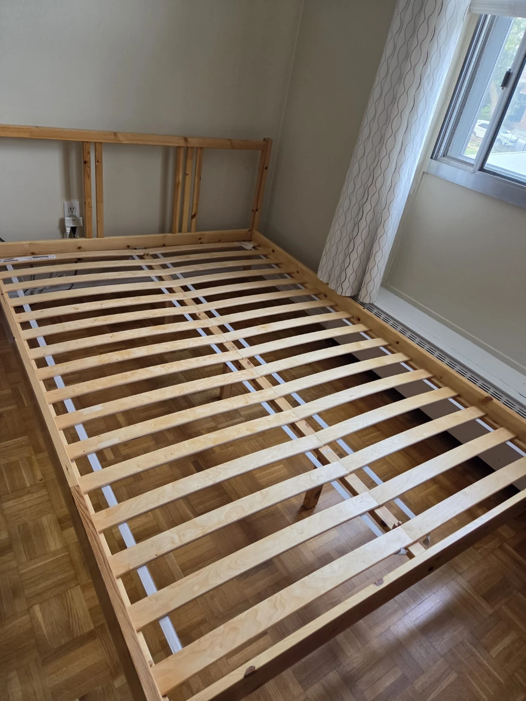 Wood bed IKEA.
