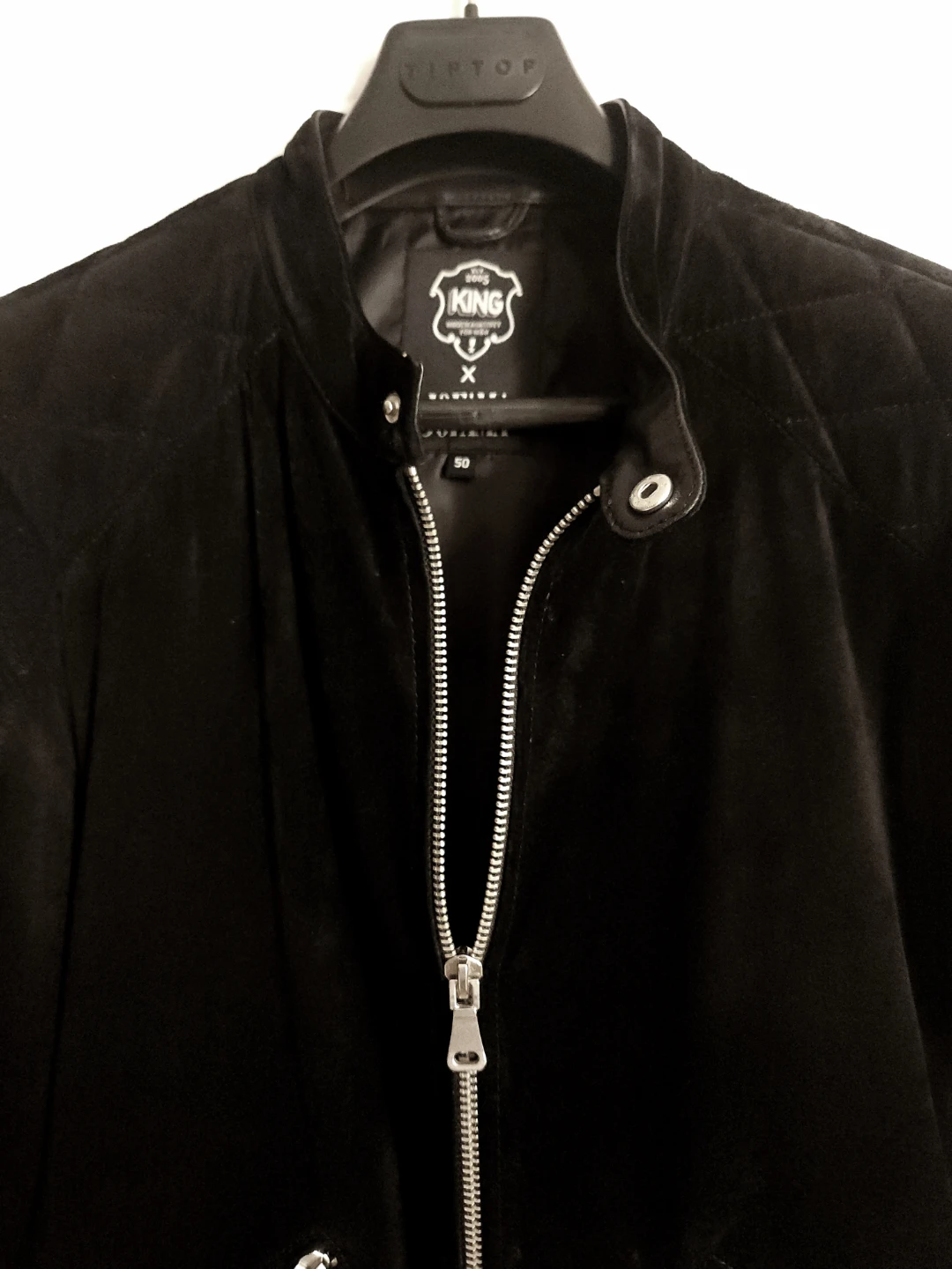 King JOFAMA Black Suede Biker Jacket. size 40 - photo 3
