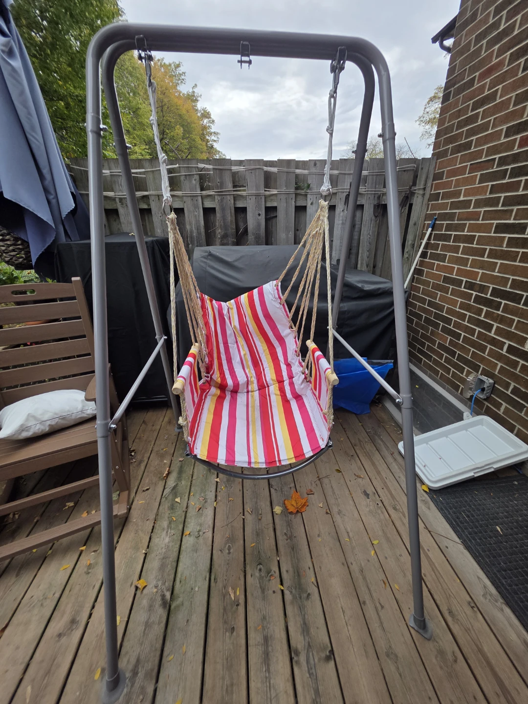 Striped Hanging Chair with Stand