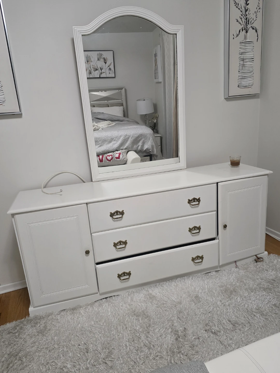 White Dresser with Matching Mirror
