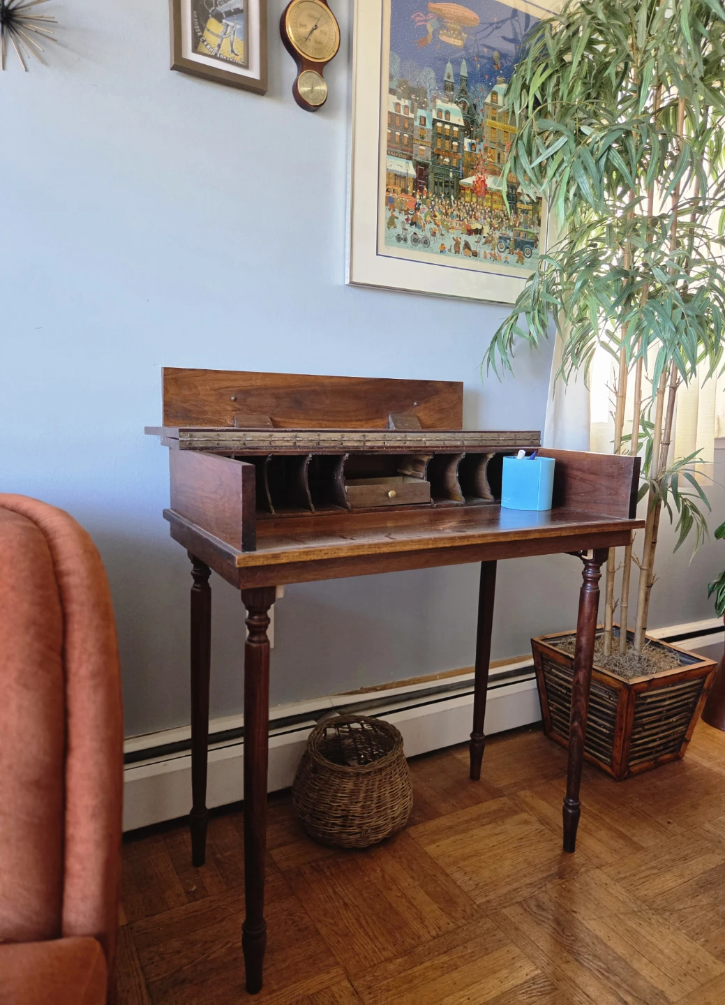 Antique Solid Walnut Piano Hinge Lift-top Desk - photo 2