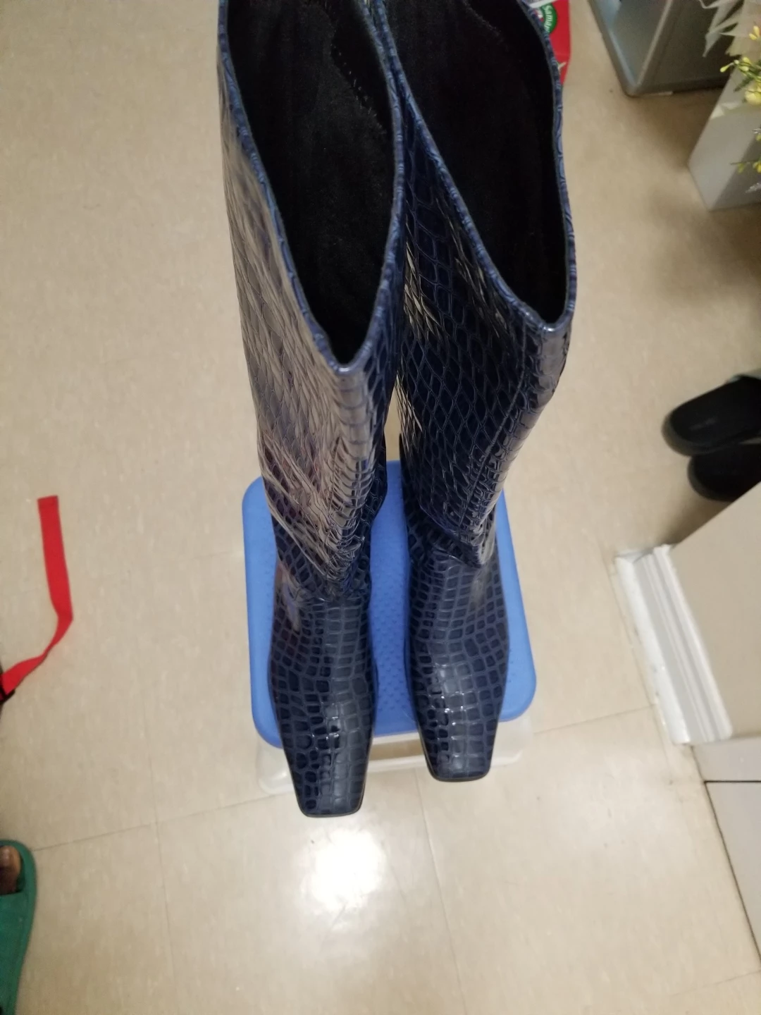 Blue Crocodile Pattern Tall Boots - photo 2