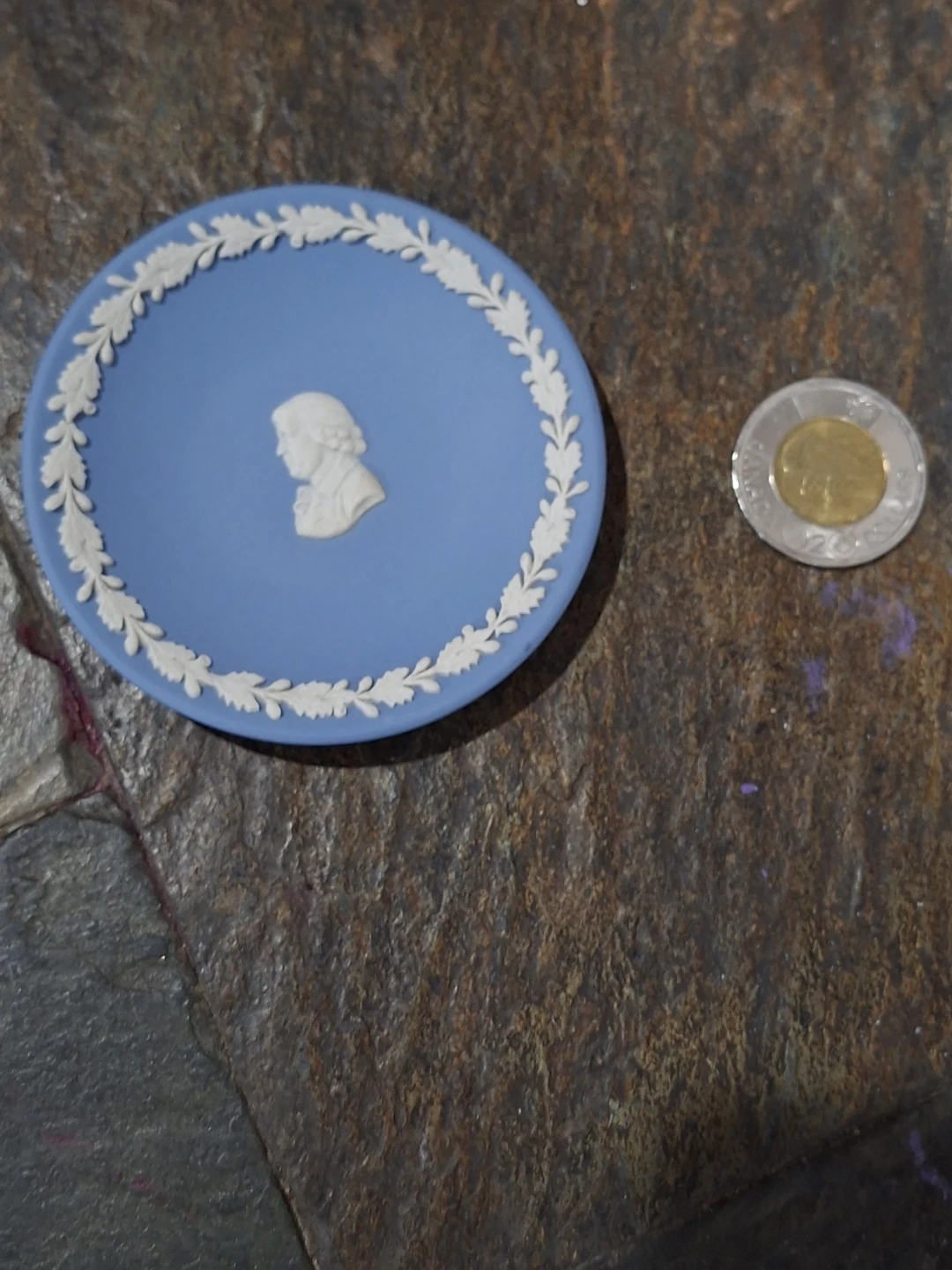 Vintage Wedgwood Blue Jasperware Mini Portrait Dish / Pin Tray - photo 3