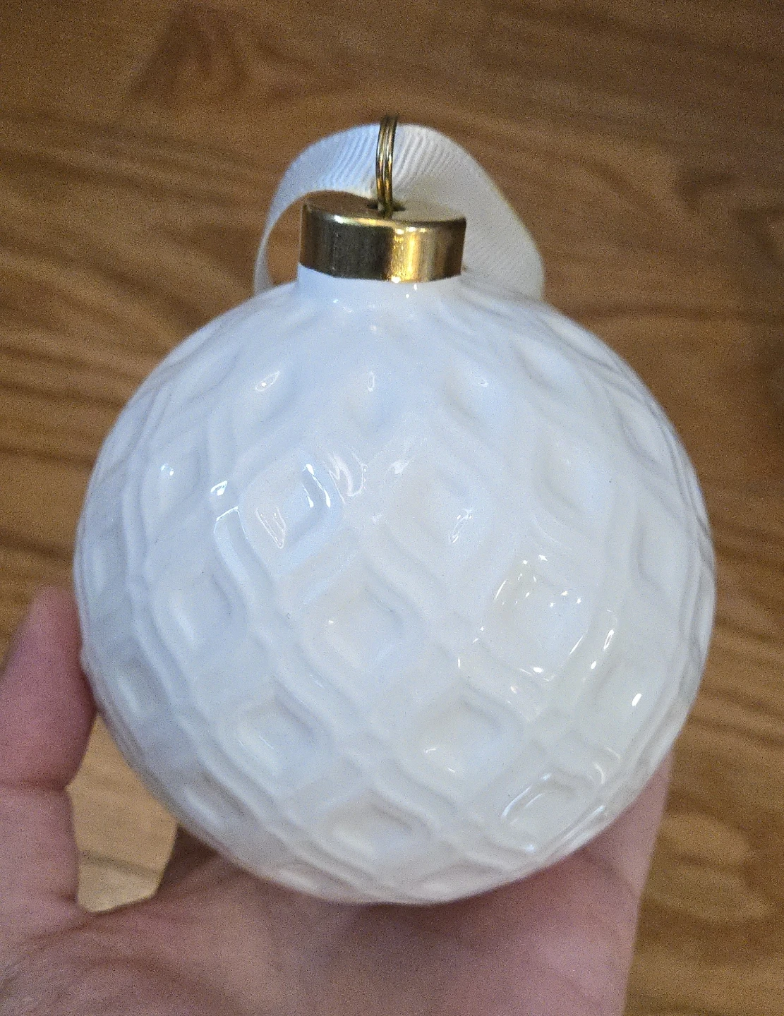 Christmas ornament, ceramic - white bauble - photo 2