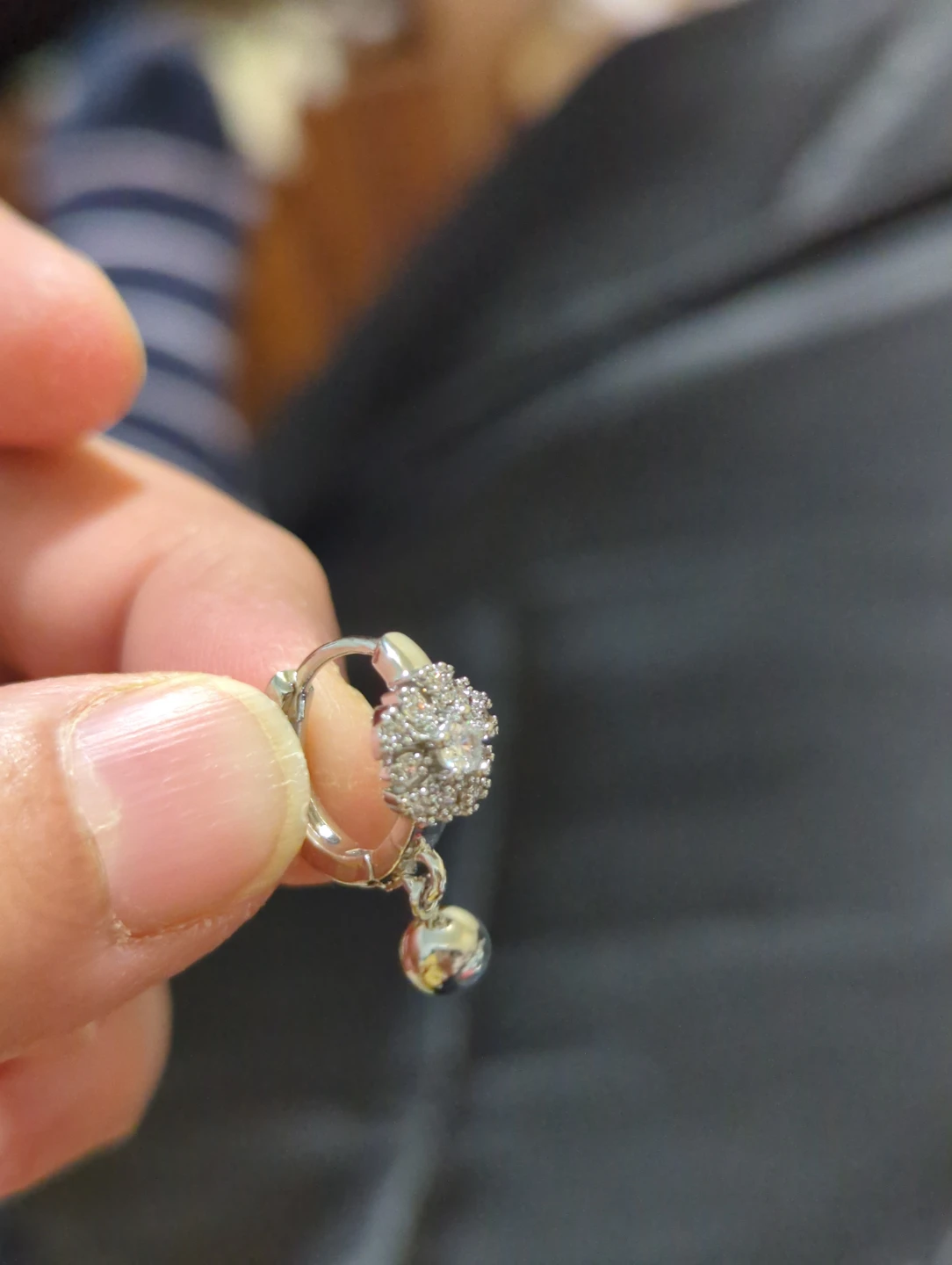 Silver-Tone Hoop Earrings with Flower Detail - photo 2