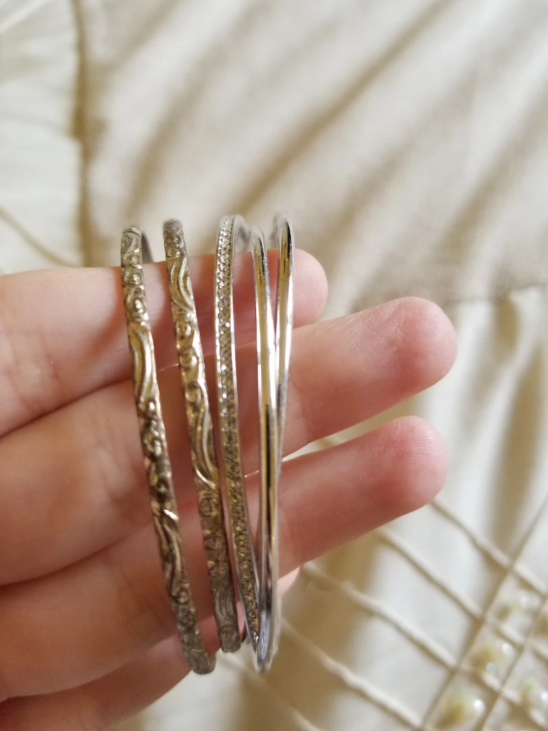 5 Silver Toned Bangles