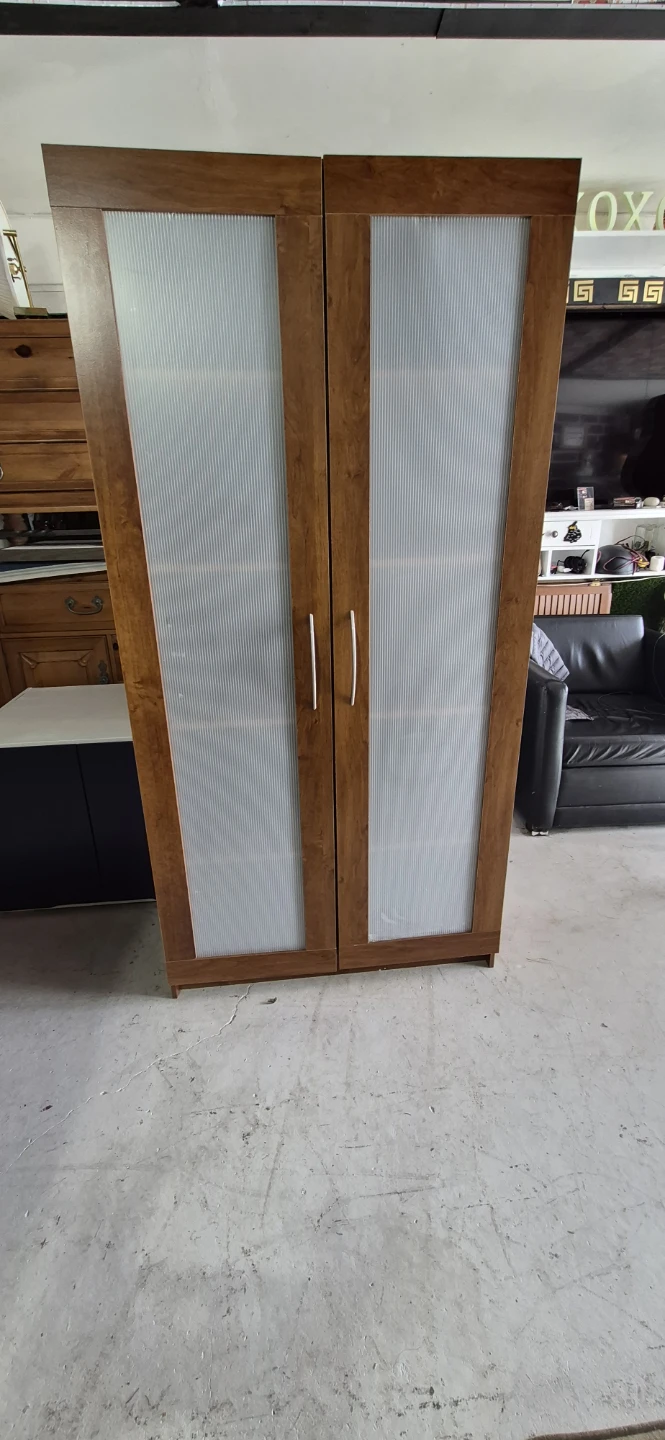 Tall Wooden Storage Cabinet with Glass Doors - photo 3