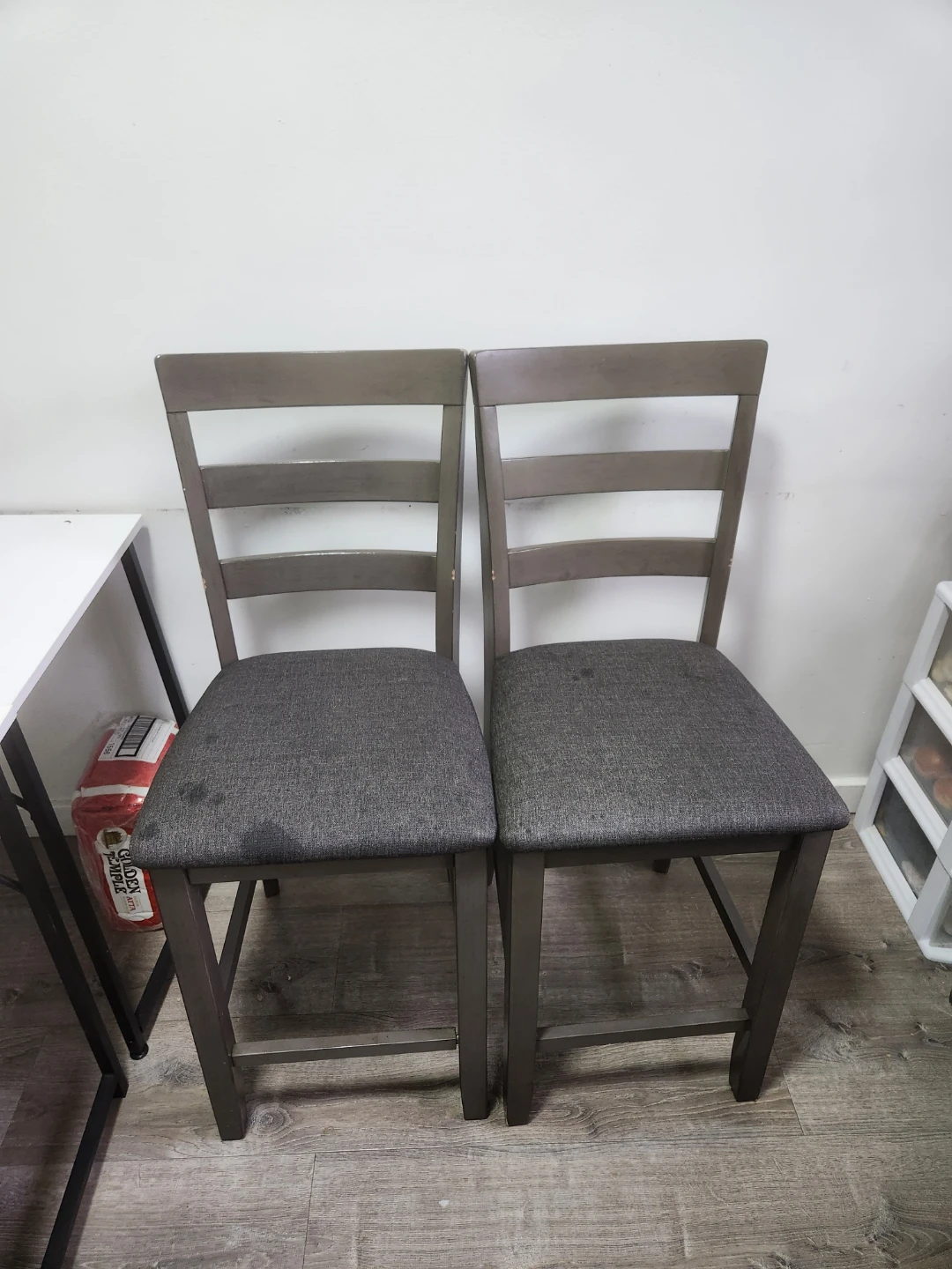 Set of Two Gray Bar Stools