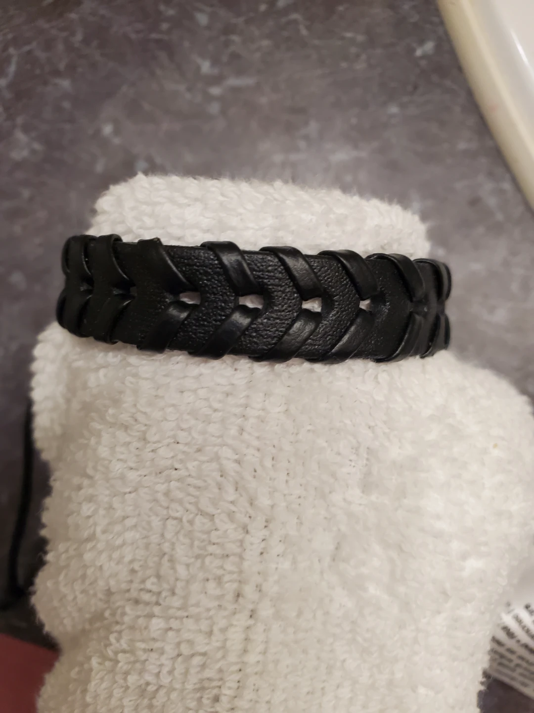 Braided black leather bracelet