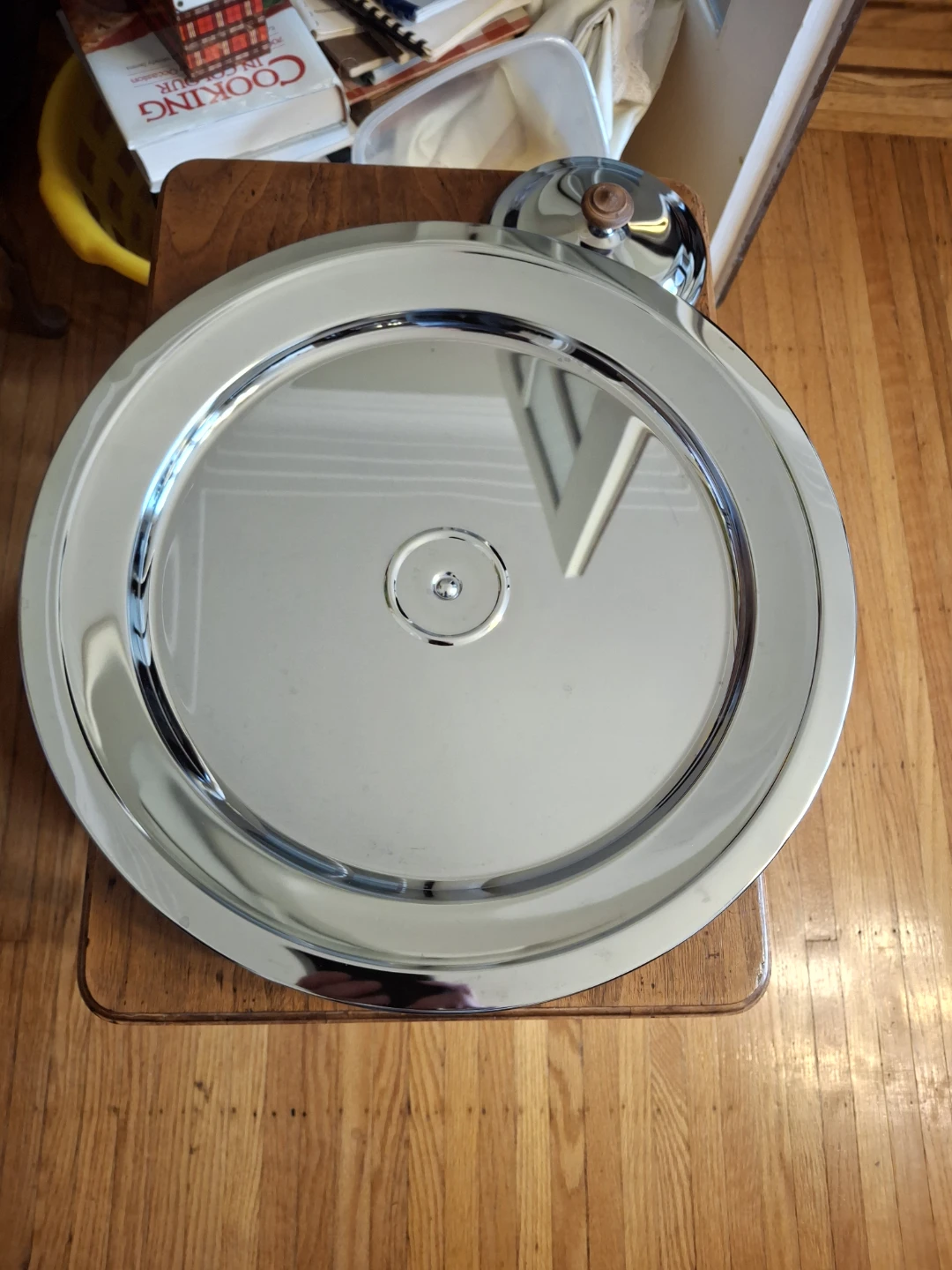 Vintage Chrome and Glass Serving Platter - photo 3