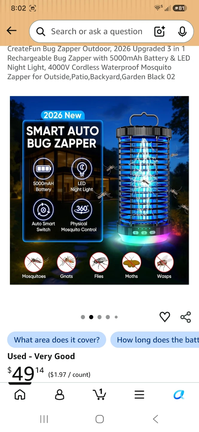 CreateFun Rechargeable Outdoor Bug Zapper - photo 2