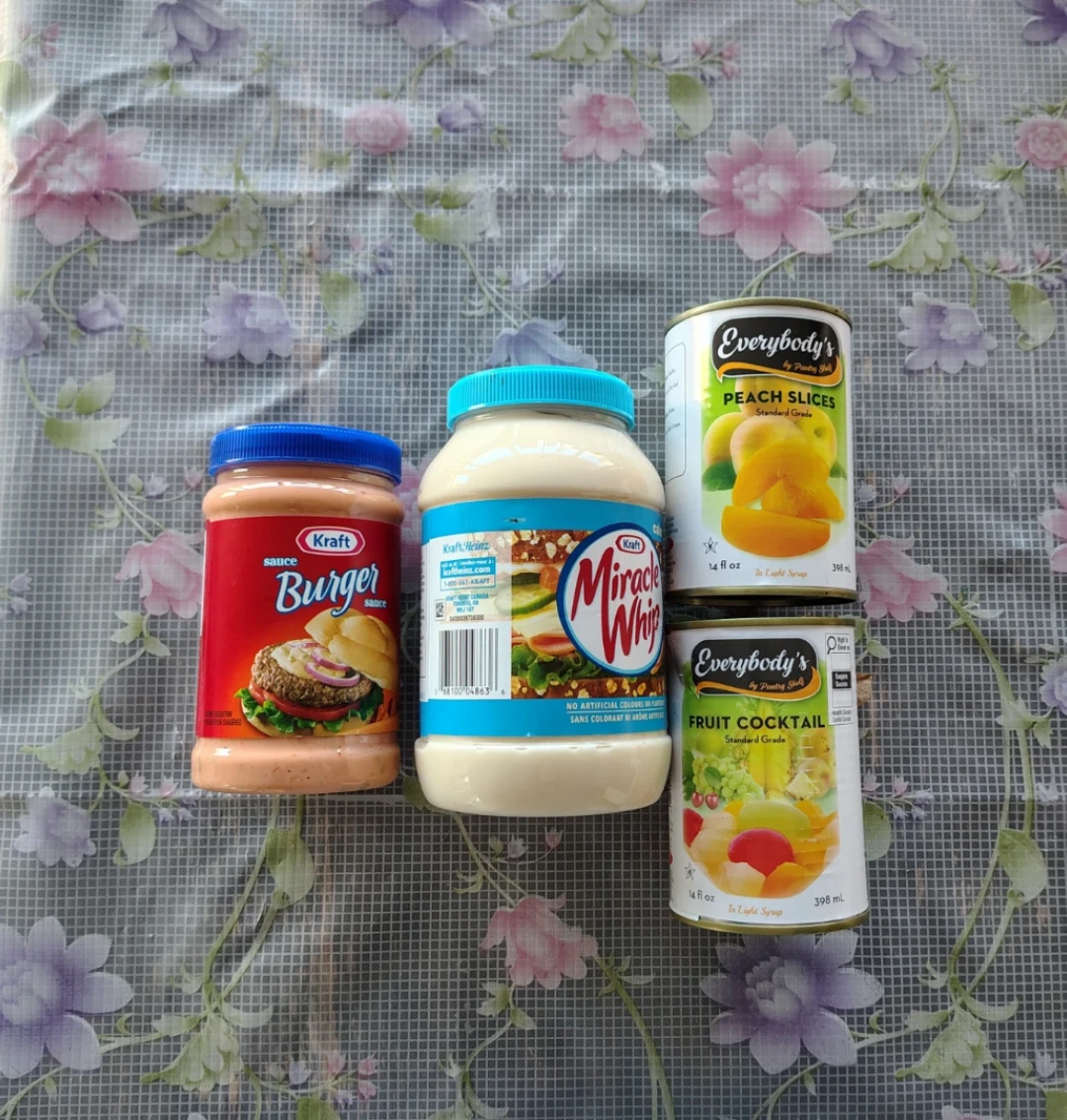 Assorted Kraft Condiments and Canned Fruit