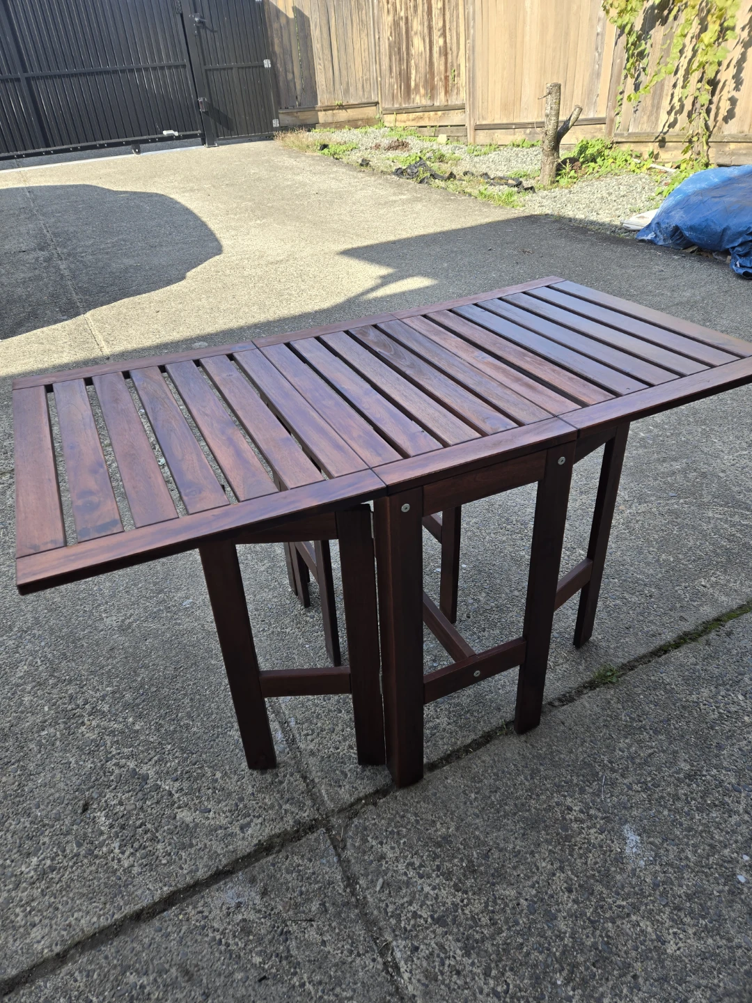 Newly refinished ikea solid wood applaro folding patio table - photo 3