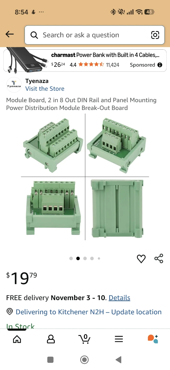 Tyenaza 2 in 8 Out DIN Rail Power Distribution Module - photo 2