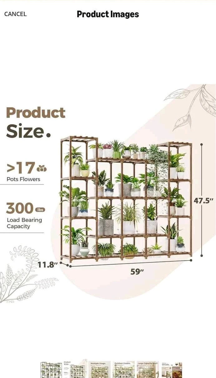Large Wooden Plant Stand Shelf