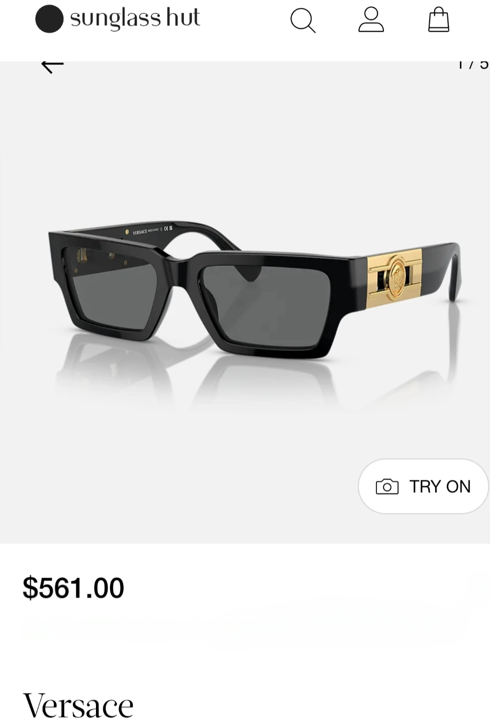 Versace Medusa Deco Black Sunglasses, Gold Hardware