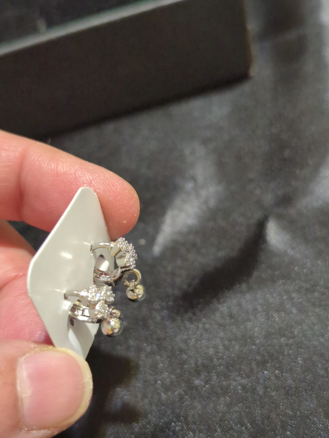 Silver-tone flower dangle earrings - photo 2