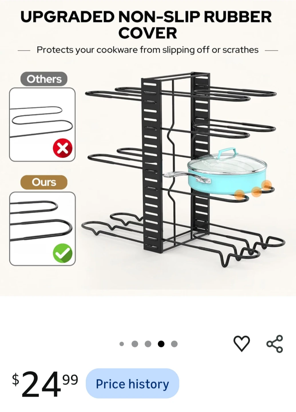 New -  Metal Pots and Lid Organizer Rack - photo 4
