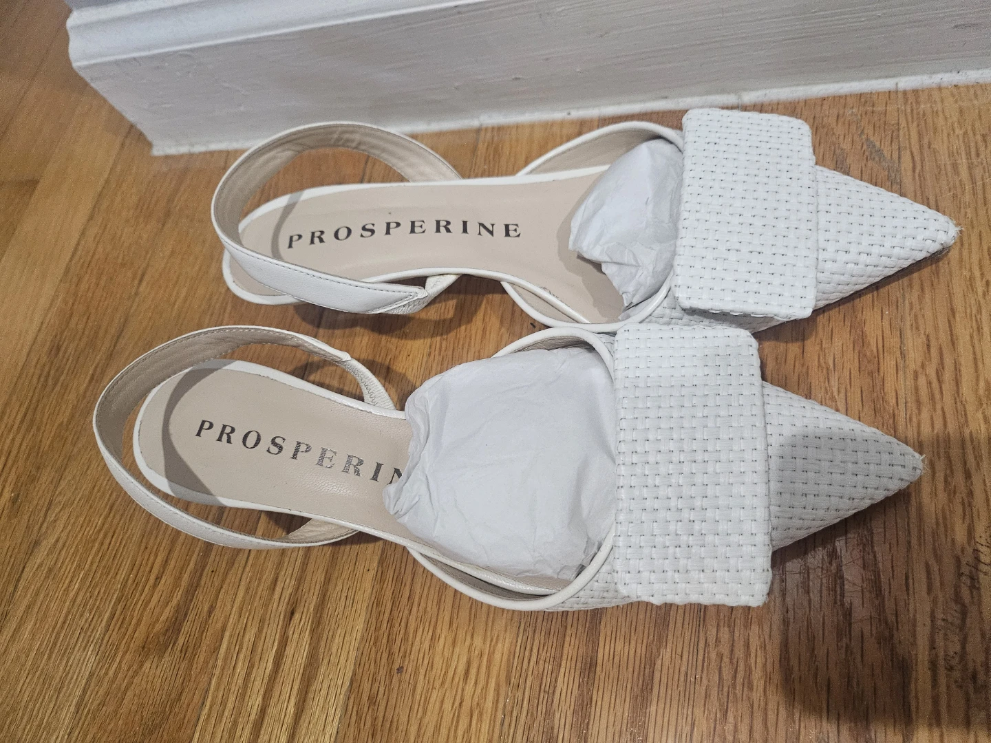 Prosperine White Slingback Heels