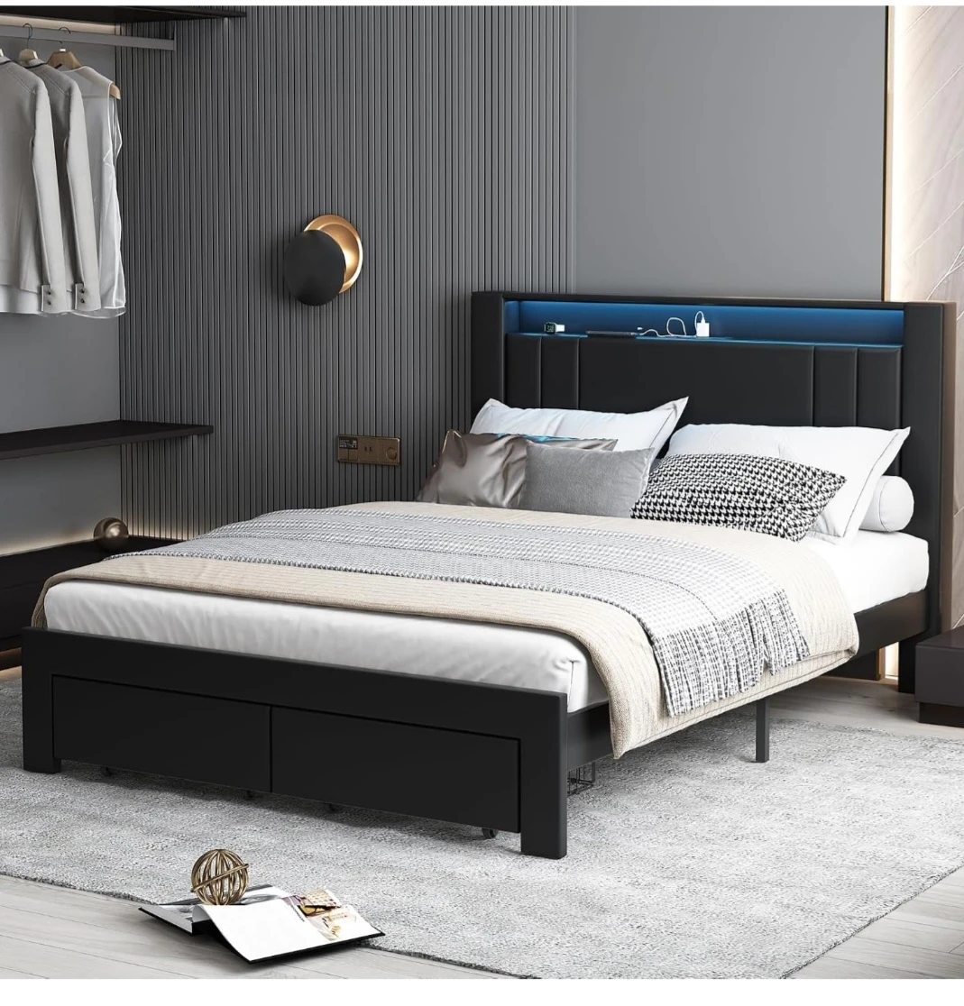 LED Upholstered Queen Bed Frame - photo 5