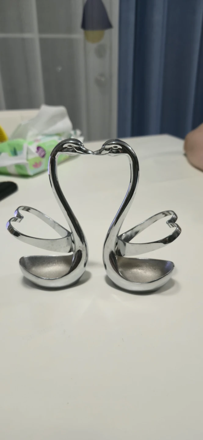 Pair of Silver Tone Swan Fruit Fork Holders