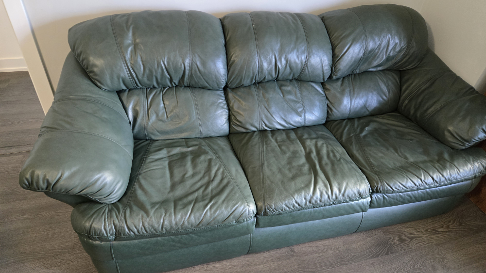 Dark Green Leather Sofa