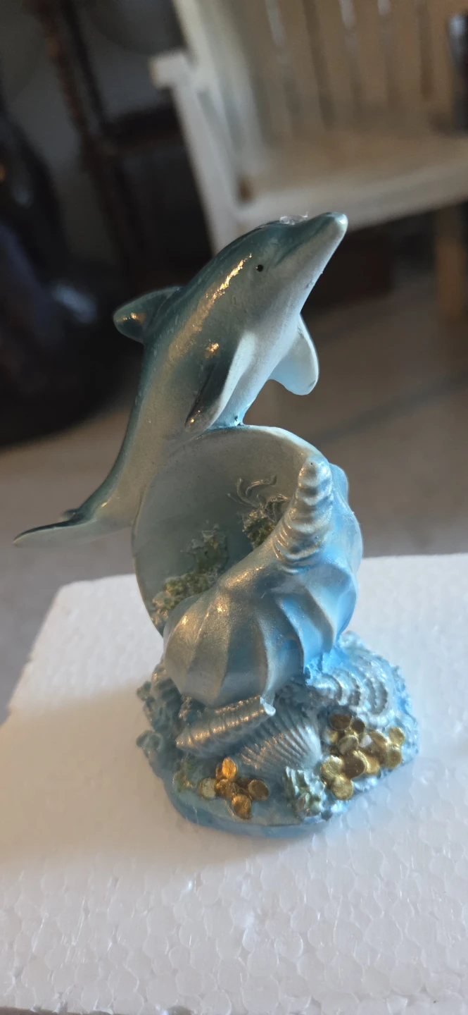 Blue Dolphin and Seashell Figurine