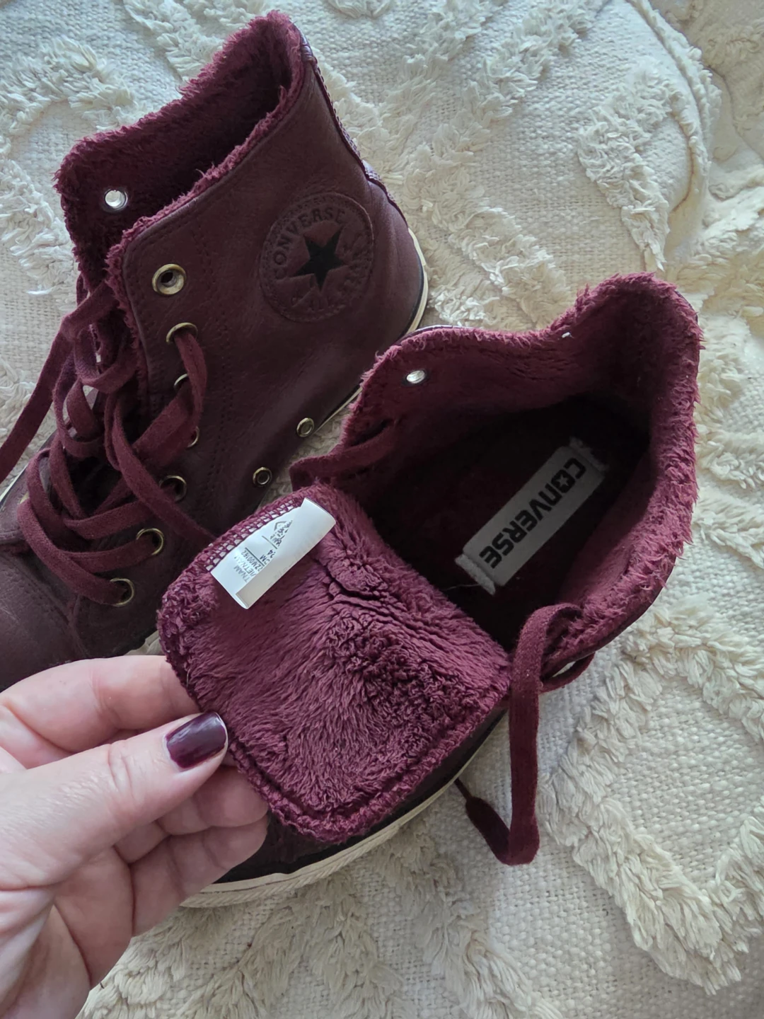 Converse Burgundy Leather High-Top Sneakers - photo 2