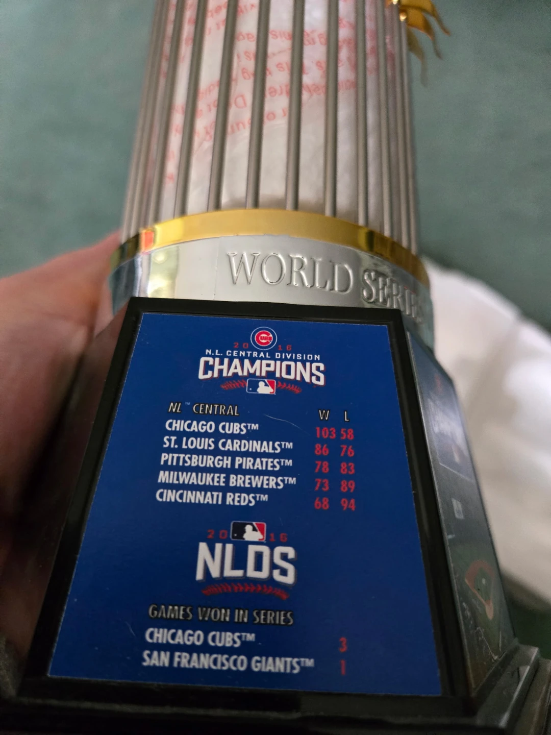 2016 Chicago Cubs World Series Commemorative Trophy - photo 5