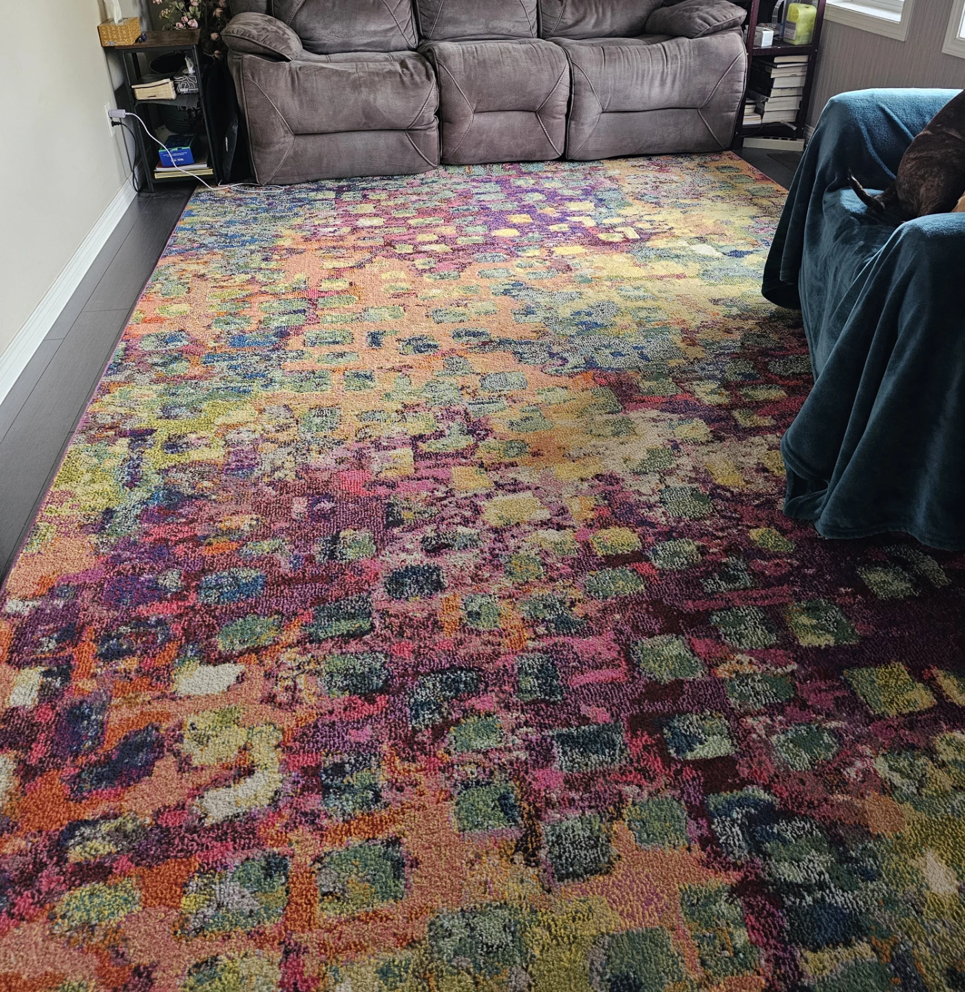 Large Multi-Coloured Abstract Pattern Area Rug