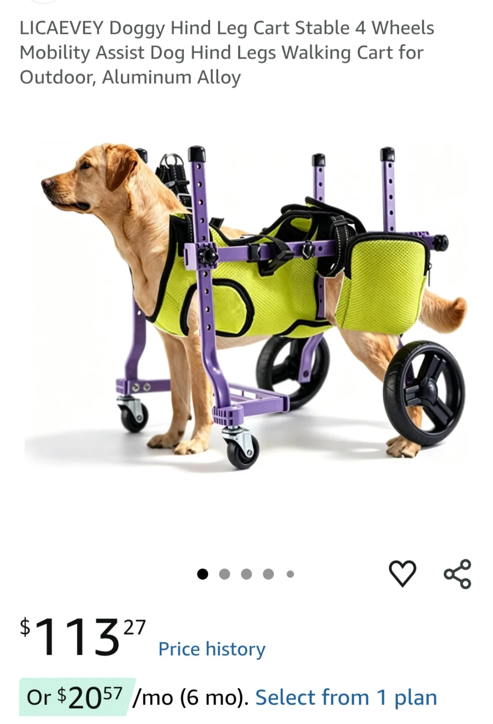 LICAEVEY 4-Wheel Dog Mobility Cart