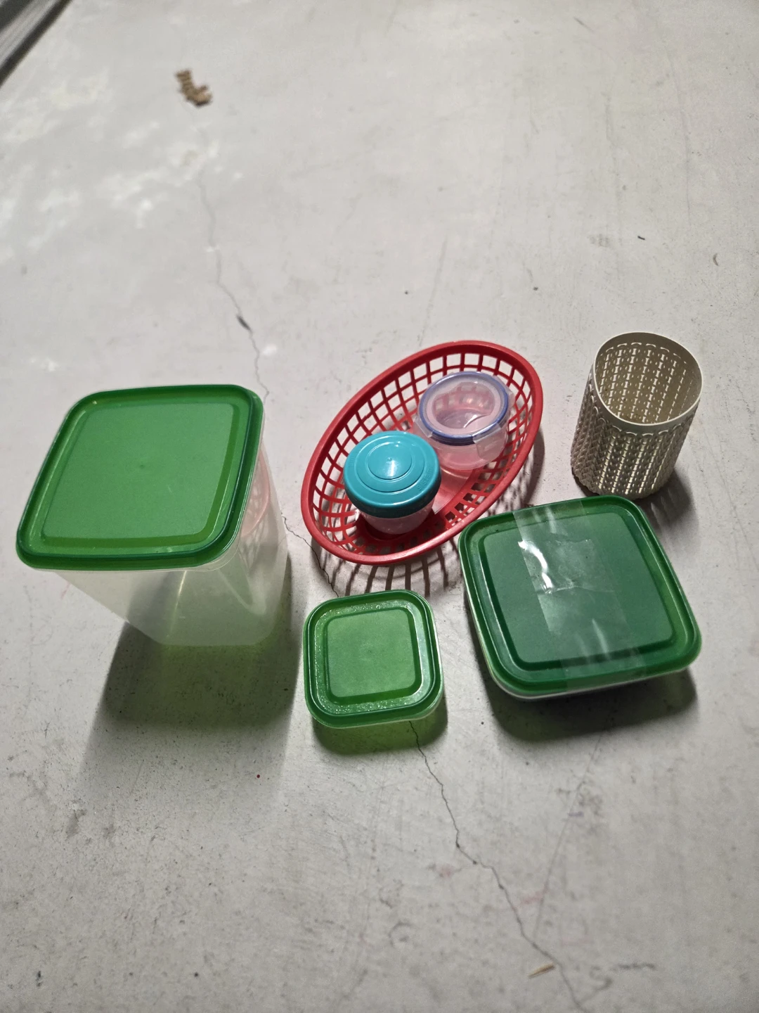 Assorted Plastic Kitchen Storage Containers and Basket - photo 5