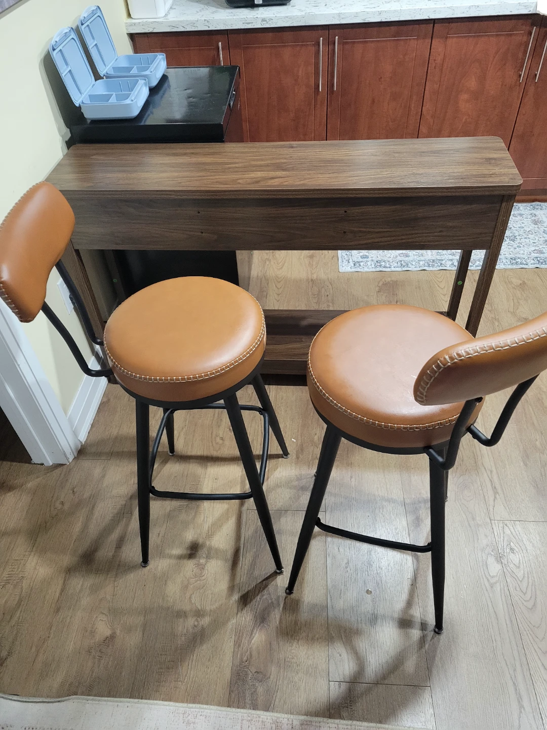 VASAGLE Caramel Brown Bar Stools - Set of 2 - photo 2